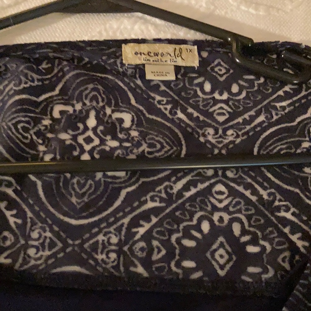 One World New w Tags Navy Blue Layered Top 1X